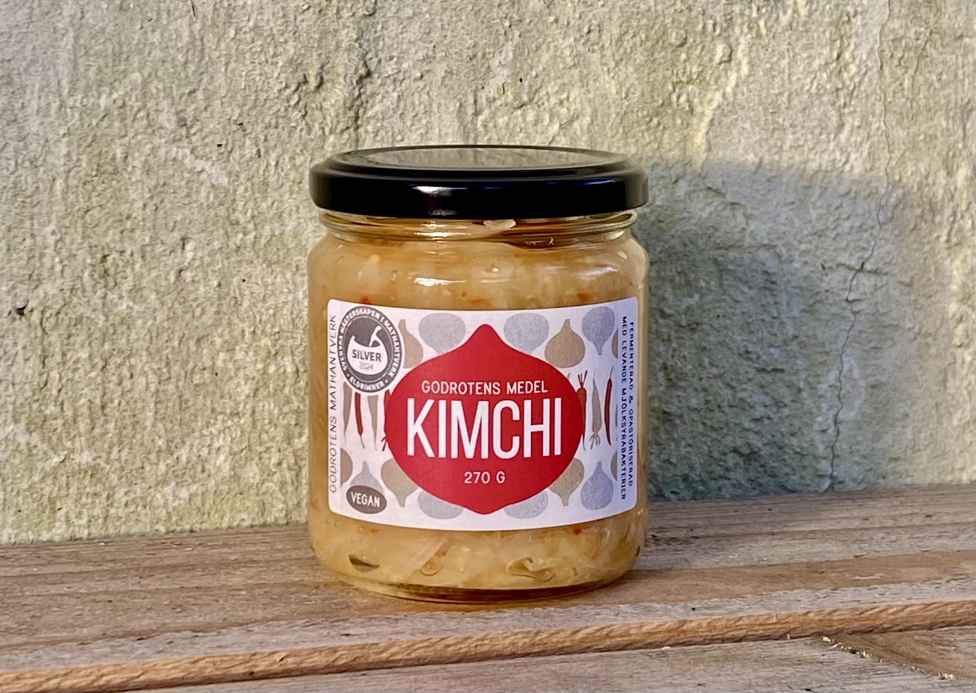 Godrotens medelstarka kimchi 270 gram.